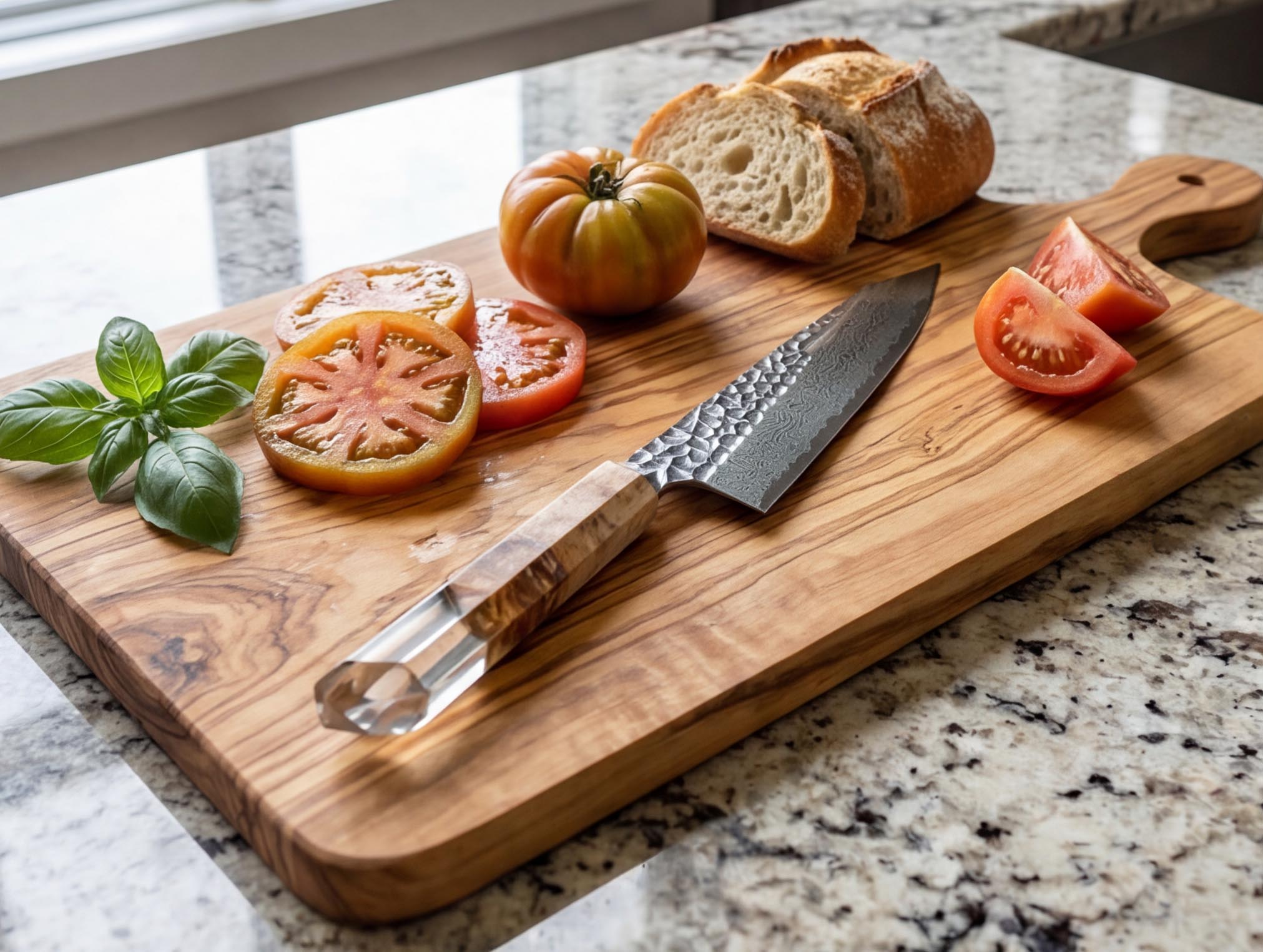 Damaškovy nuz utility Crystal Burl Utility Mistrovské dílo z damaškové oceli 05